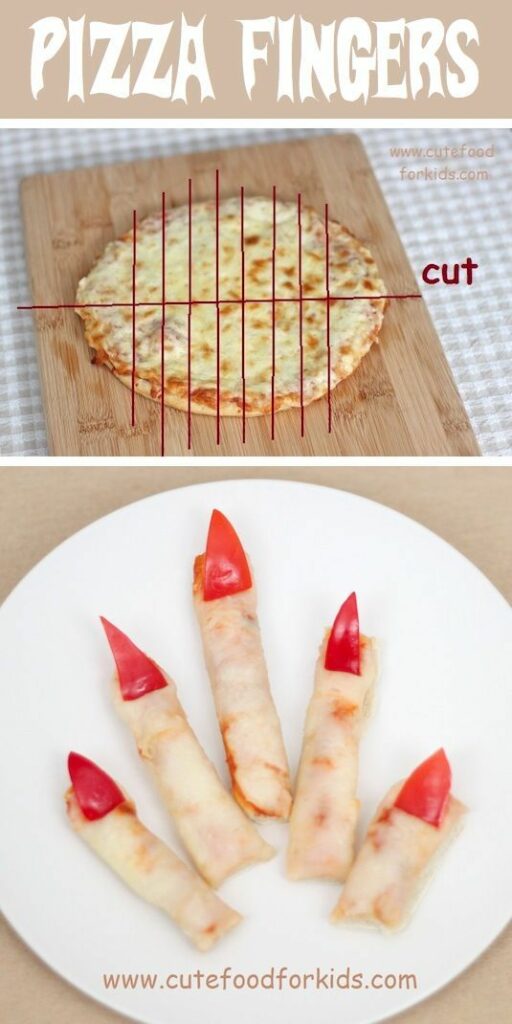 recettes Halloween enfants: pizza en forme de doigt